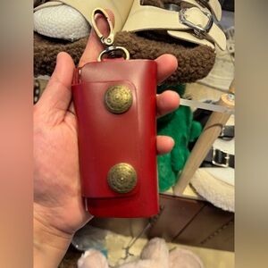 Elegant Red Leather Key Holder